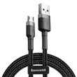 Kép 1/6 - Baseus Cafule 1,5A 2 m-es USB-Micro USB-kábel (szürke-fekete)