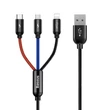 Kép 1/13 - Baseus 3 az 1-ben USB-C / Lightning / Micro 3A 1,2 m-es USB-kábel (fekete)