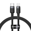 Kép 1/10 - USB-C-Lightning PD Baseus Cafule kábel, 18 W, 1 m (fekete/szürke)