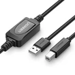 Kép 1/2 - UGREEN US122 aktív USB 2.0 AB nyomtatókábel, 15 m (fekete)