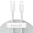 Kép 1/12 - USB-C kábel Lightning Baseus Simple Wisdomhoz, PD, 20W, 1,5m (fehér) 2 db.
