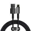 Kép 1/6 - USB-kábel Lightning Baseus Tungsten Gold-hoz, 2,4A, 2m (fekete)