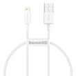 Kép 1/11 - USB-kábel a Lightning Baseus Superior sorozathoz, 2,4A, 0,25 m (fehér)