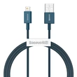 Kép 1/11 - USB-kábel a Lightning Baseus Superior sorozathoz, 2,4A, 1 m (kék)