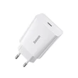 Kép 1/11 - Baseus speed mini gyorstöltő, USB + USB-C, PD, 3A, 20 W (fehér)