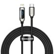 Kép 1/11 - USB-C-Lightning Baseus kijelzőkábel, PD, 20 W, 2 m (fekete)