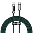 Kép 1/11 - USB-C-Lightning Baseus kijelzőkábel, PD, 20 W, 2 m (zöld)