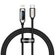 Kép 1/11 - USB-C-Lightning Baseus kijelzőkábel, PD, 20 W, 1 m (fekete)