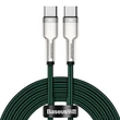 Kép 1/7 - Baseus Cafule USB-C – USB-C kábel, 100 W, 2 m (zöld)