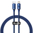 Kép 1/5 - Baseus Crystal USB-C kábel a Lightninghez, 20W, 1.2m (kék)