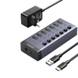 Kép 1/2 - UGREEN Hub 7in1 USB-C, 7x USB-A 3.0 12V 2A (fekete)