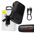 Kép 1/9 - Powerbank Baseus Qpow Pro Lightning kábellel, USB-C, USB, 10000mAh, 20W (fekete)