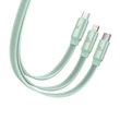 Kép 2/5 - Baseus Traction 3 az 1-ben USB-C / Lightning / Micro 100W 1.7m kábel (zöld)