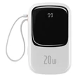 Kép 1/6 - Baseus Qpow PRO Powerbank kábellel, 20000mAh, 20W (fehér)