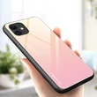 Kép 3/9 - Gradient Glass Durable Cover with Tempered Glass Back iPhone 12 mini pink