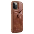 Kép 6/13 - Nillkin Aoge Leather Case genuine leather protective wallet cover iPhone 12 mini brown