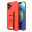 Kép 2/19 - Rope case gel case with a chain lanyard bag lanyard iPhone 13 red