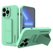 Kép 1/12 - Wozinsky Kickstand Case silicone case with stand for iPhone 13 Pro mint