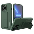 Kép 1/12 - Wozinsky Kickstand Case silicone case with stand for iPhone 13 dark green