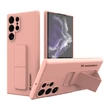 Kép 1/14 - Wozinsky Kickstand Case Silicone Stand Cover for Samsung Galaxy S22 Ultra pink