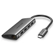Kép 1/8 - Ugreen USB Type C HUB 3x USB 3.0/SD és micro SD kártyaolvasó/RJ45 1000Mbps hálózati adapter/HDMI - szürke (50538)