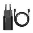 Kép 1/8 - Baseus Super Si gyorstöltő 1C 20W USB-C - Lightning kábellel, 1m (fekete)