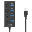 Kép 4/5 - Orico USB 3.0 HUB kapcsolókkal, 5x USB (fekete)