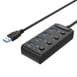 Kép 1/5 - Orico USB 3.0 HUB kapcsolókkal, 5x USB (fekete)