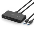 Kép 1/7 - Ugreen 4x USB 3.2 Gen 1 HUB switch box elosztó fekete (US216 30768)