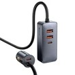 Kép 1/5 - Baseus Share Together autós töltő hosszabbítóval, 2x USB, 2x USB-C, 120W (szürke)