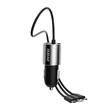 Kép 6/8 - Dudao 3in1 USB autós töltő, 3,4 A, beépített kábel Lightning / USB Type C / micro USB, fekete (R5ProN-black)
