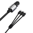 Kép 1/8 - Dudao 3in1 USB autós töltő, 3,4 A, beépített kábel Lightning / USB Type C / micro USB, fekete (R5ProN-black)