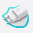 Kép 6/8 - Joyroom fali gyorstöltő (EU csatlakozó), USB / USB Typ C, 30W, Power Delivery, QuickCharge 3.0, AFC FCP, fehér (L-QP303)