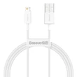 Kép 1/8 - Baseus Superior USB - Lightning gyorstöltő adatkábel, 2,4 A, 1 m, fehér (CALYS-A02)