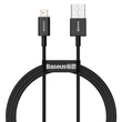 Kép 1/8 - Baseus Superior USB - Lightning gyorstöltő adatkábel, 2,4 A, 1 m, fekete (CALYS-A01)