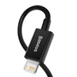 Kép 5/8 - Baseus Superior USB - Lightning gyorstöltő adatkábel, 2,4 A, 1 m, fekete (CALYS-A01)