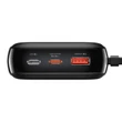 Kép 6/8 - Baseus Qpow digitális kijelzős Power bank 20000mAh 22,5W USB / USB Type C / USB Type C kábel, Gyorstöltés, SCP AFC FCP, fekete (PPQD-I01)