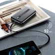 Kép 7/8 - Joyroom Linglong power bank 10000mAh, 20W, Power Delivery, Quick Charge, USB / USB Type C / beépített USB Type C kábel, fekete (JR-L001-black)