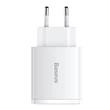 Kép 2/6 - Baseus kompakt gyorstöltő, 2xUSB, USB-C, PD, 3A, 30 W (fehér)