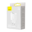 Kép 4/6 - Baseus kompakt gyorstöltő, 2xUSB, USB-C, PD, 3A, 30 W (fehér)