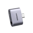 Kép 2/3 - UGREEN CM231 USB-C – USB-C + 3,5 mm-es jack adapter (szürke)