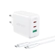 Kép 2/8 - Acefast 2 az 1-ben töltő, 2x USB Type C / USB 65W, PD, QC 3.0, AFC, FCP (szett kábellel), fehér (A13-white)