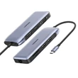 Kép 1/8 - Ugreen multifunkcionális HUB 9 az 1-ben USB Type C - HDMI, DP, VGA, 2 x USB, RJ45 Ethernet, SD / TF kártyaolvasó, USB Type C PD, 100 W, szürke (CM274)