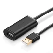 Kép 1/5 - UGREEN US121 aktív USB 2.0 hosszabbító kábel, 5 m (fekete)