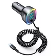 Kép 2/8 - Joyroom 4 az 1-ben gyors autós töltő PD, QC3.0, AFC, FCP USB C típusú kábellel 1.6m 60W fekete (JR-CL19)