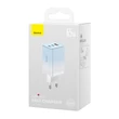 Kép 3/8 - Baseus CCGP050103 DZ-HW Baseus GaN3 Pro gyorstöltő 2C+U 65W EU Cloud Blue (a Dynamic Series gyors töltő adatátviteli kábellel Type-C Type-C 100W 1m kék)