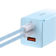 Kép 8/8 - Baseus CCGP050103 DZ-HW Baseus GaN3 Pro gyorstöltő 2C+U 65W EU Cloud Blue (a Dynamic Series gyors töltő adatátviteli kábellel Type-C Type-C 100W 1m kék)