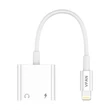 Kép 1/5 - Vipfan L10 Kábel Lightning a Lightning + mini jack 3.5mm AUX, 10cm (fehér)