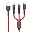 Kép 1/2 - USB kábel Vipfan X02 3in1 USB-C / Lightning / Micro 3.5A 1.5m (piros)