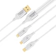 Kép 1/3 - Vipfan X15 3in1 USB-C / Lightning / Micro 66W USB kábel 1.2m, aranyozott (fehér)